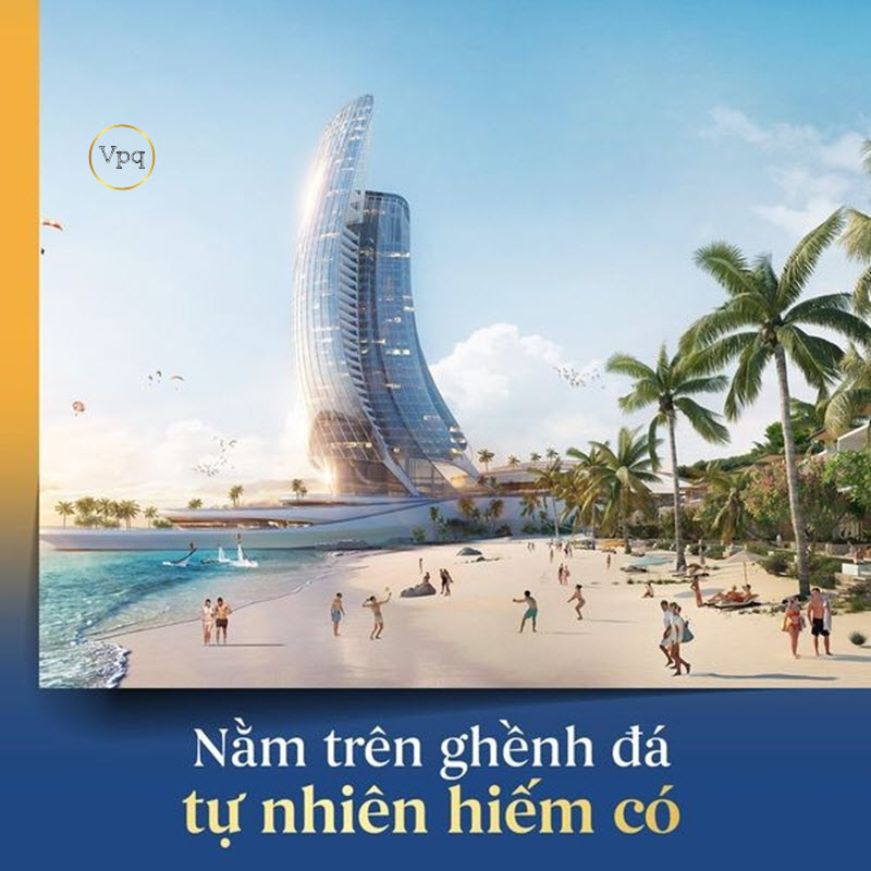 Hình ảnh tòa nhà Cánh Buồm nằm trên ghềnh đá tự nhiên hiếm có