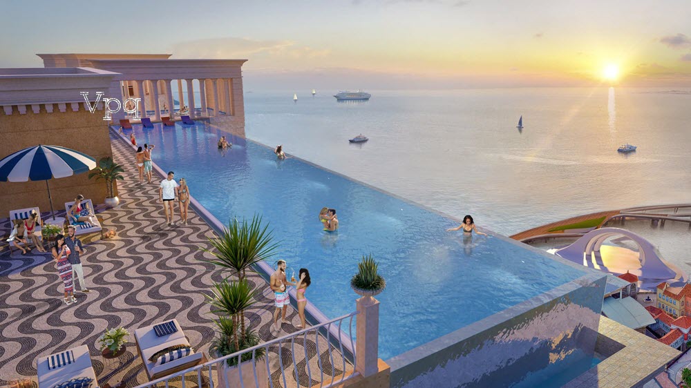 Tiện ích hồ bơi trên tầng thượng Sun Grand City Hillside Residence