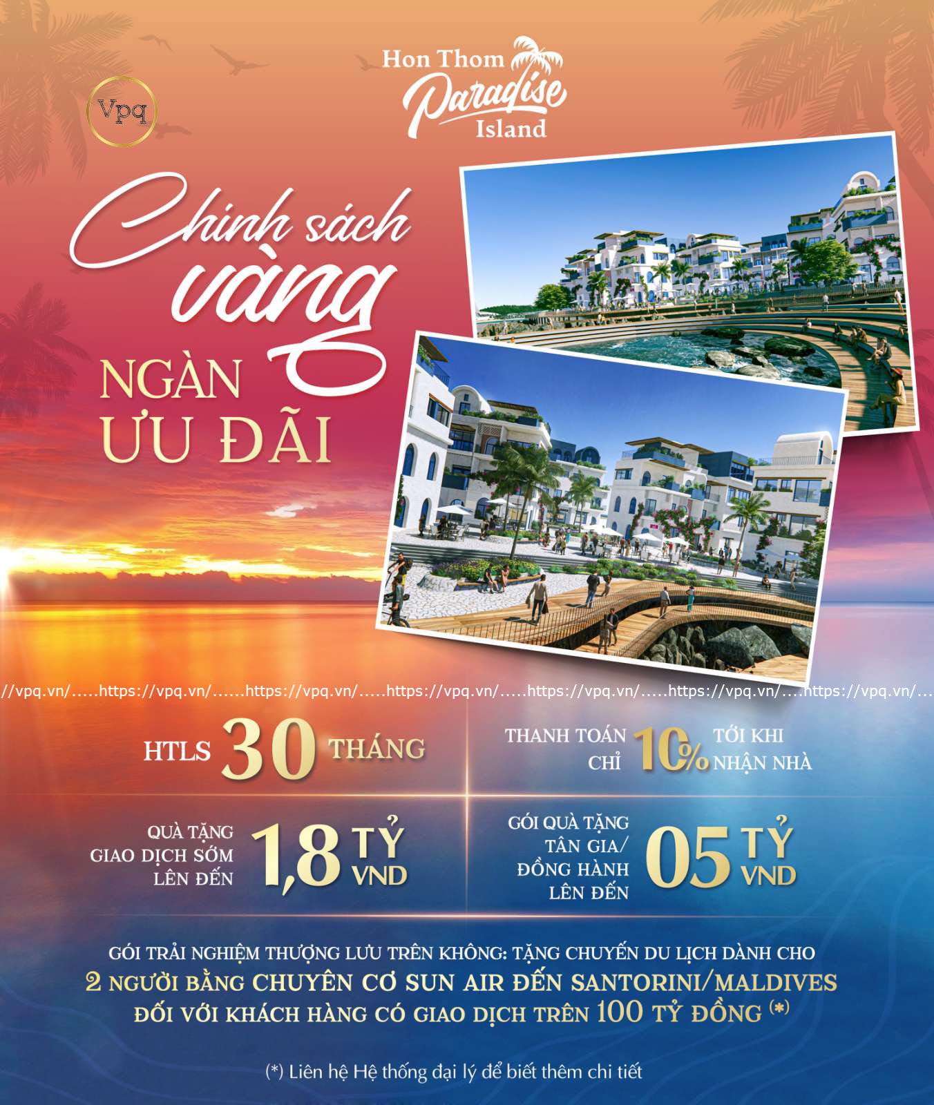 Chính sách vàng ngàn ưu đãi Shophouse Hòn Thơm phong cách Santorini