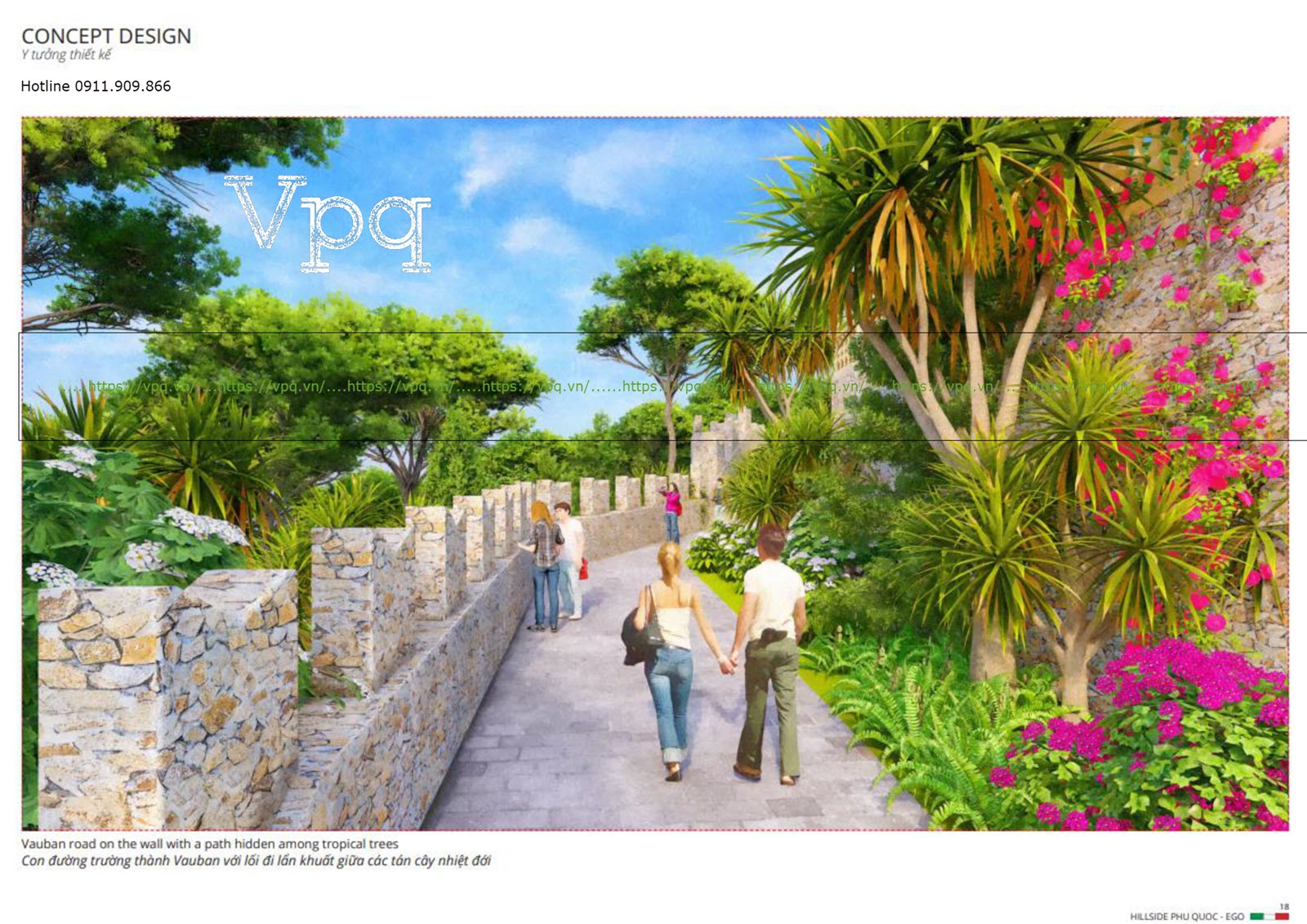 Con đường trường thành Vauban với lối đi lẩn khuất giữa các tán cây nhiệt đới
