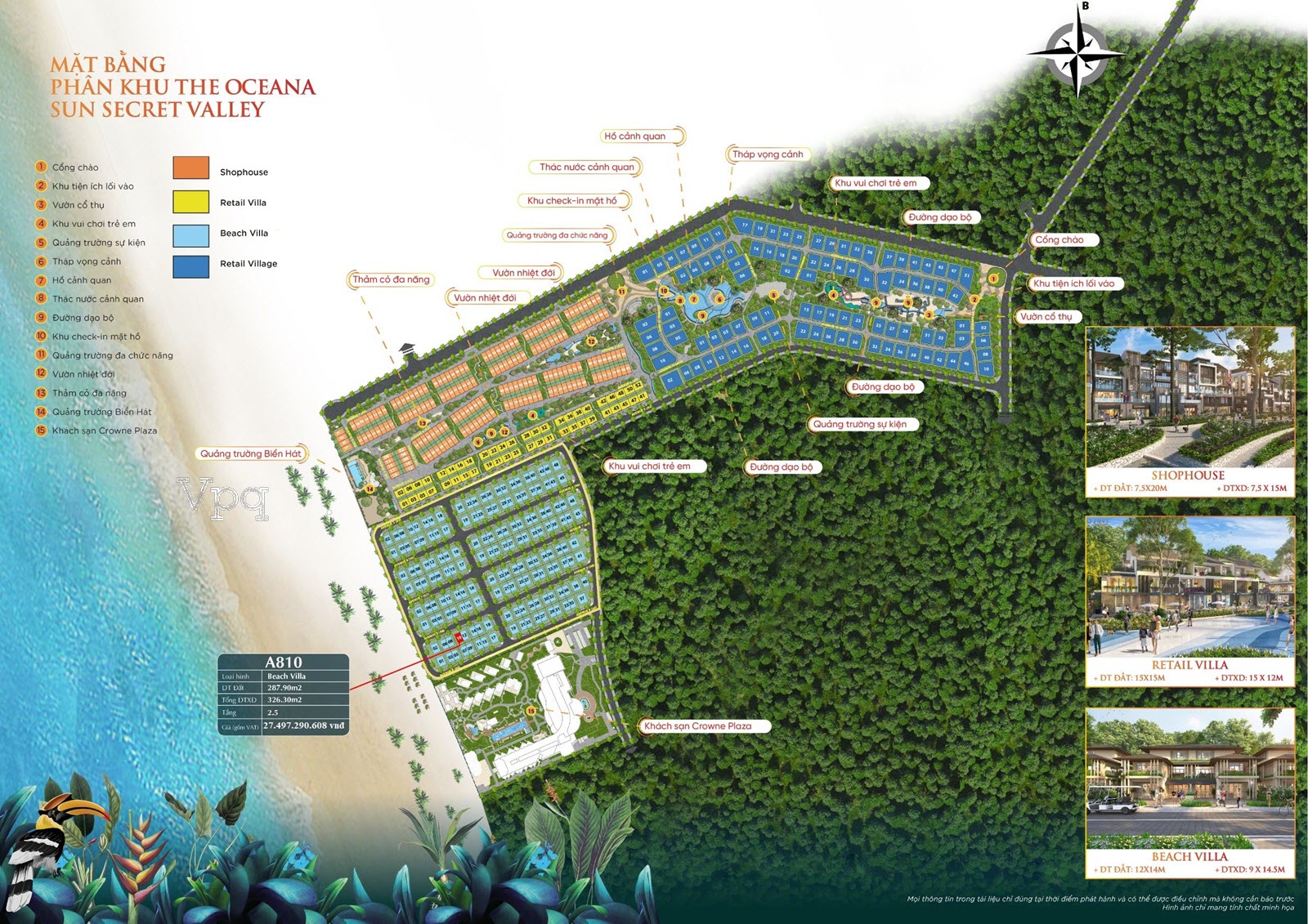 Căn A810 - Beach Villa trên mặt bằng phân khu The Ocean Sun Secret Valley