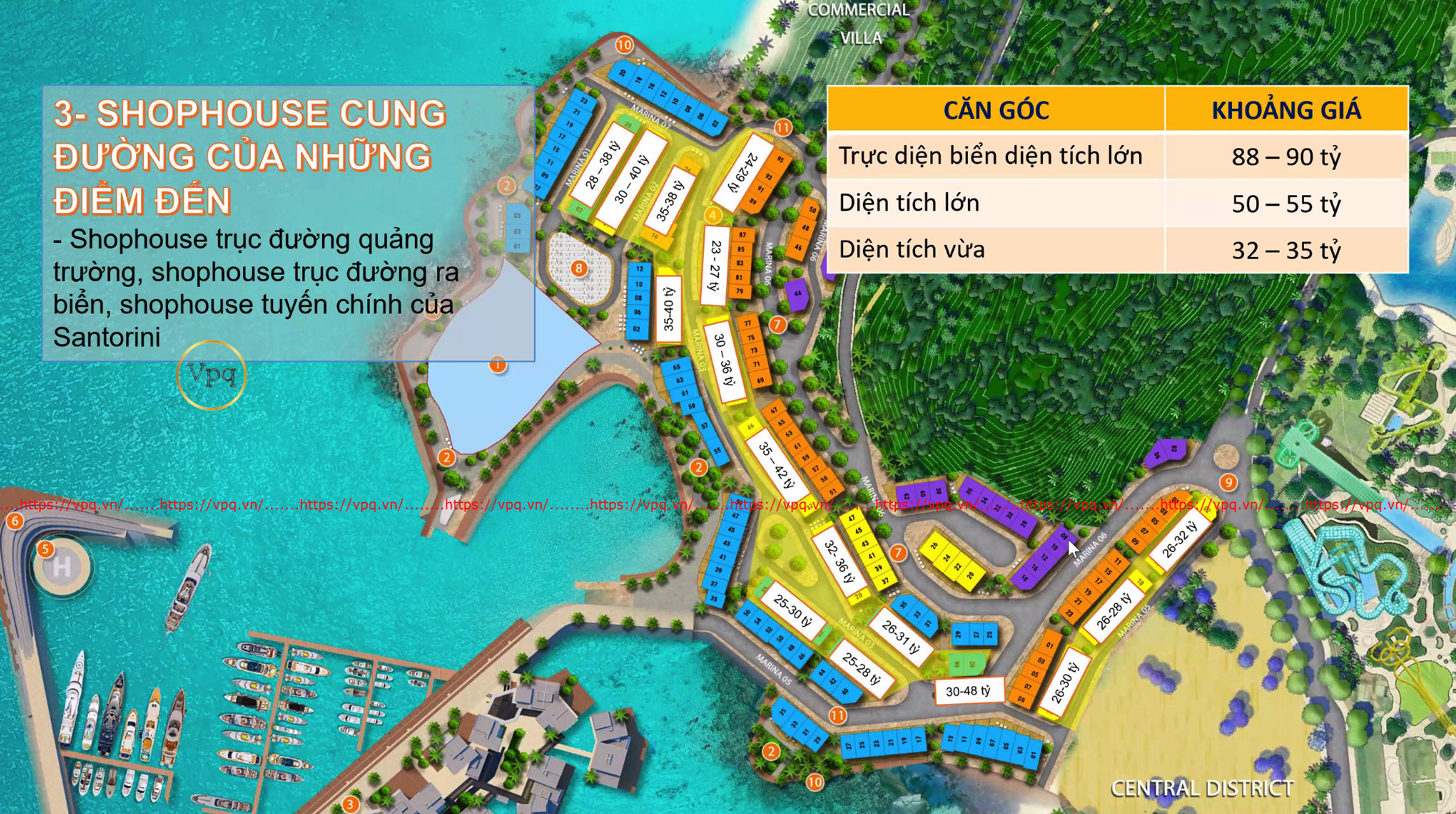 Giá bán Shophouse Santorini tại cung đường điểm đến