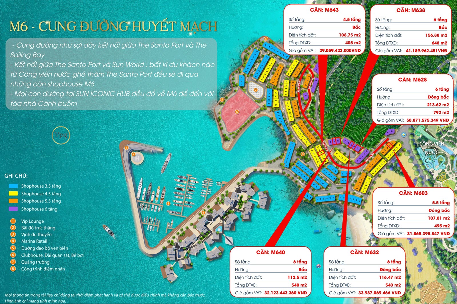 Quỹ căn The Santo Port tại cung đường M6 huyết mạch kết nối Vịnh Du Thuyền và tòa nhà Cánh Buồm