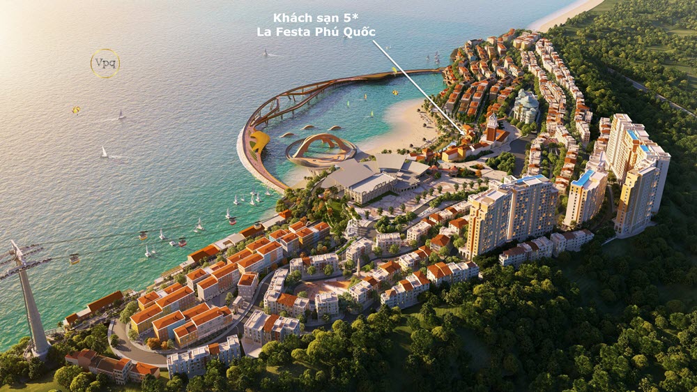 Khách sạn La Festa Phu Quoc, Curio Collection by Hilton nằm trong thị trấn Địa Trung Hải của Sun Group tại Phú Quốc. Ảnh: Sun Group