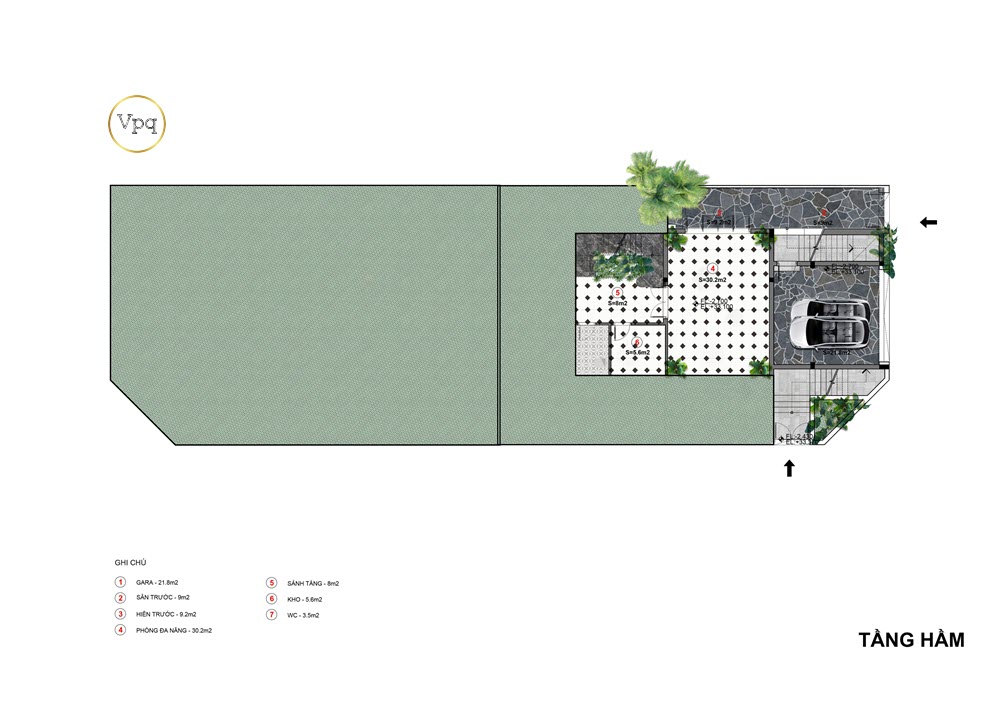 Layout tầng hầm căn V606