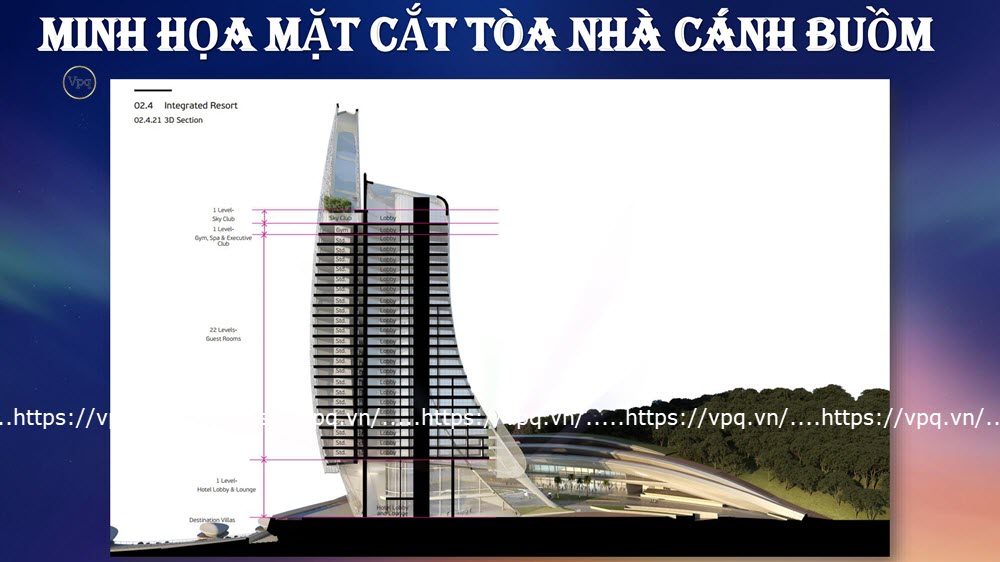 Mặt cắt tòa nhà Cánh Buồm Hòn Thơm