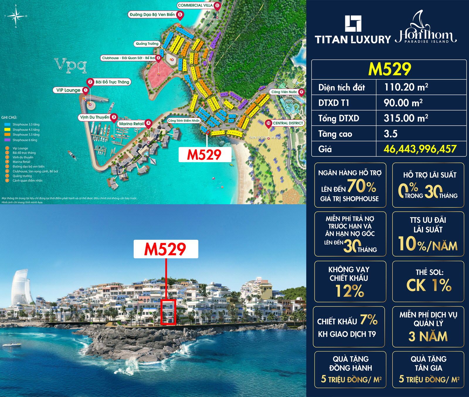 Căn M529 Shophouse Santorini Hòn Thơm