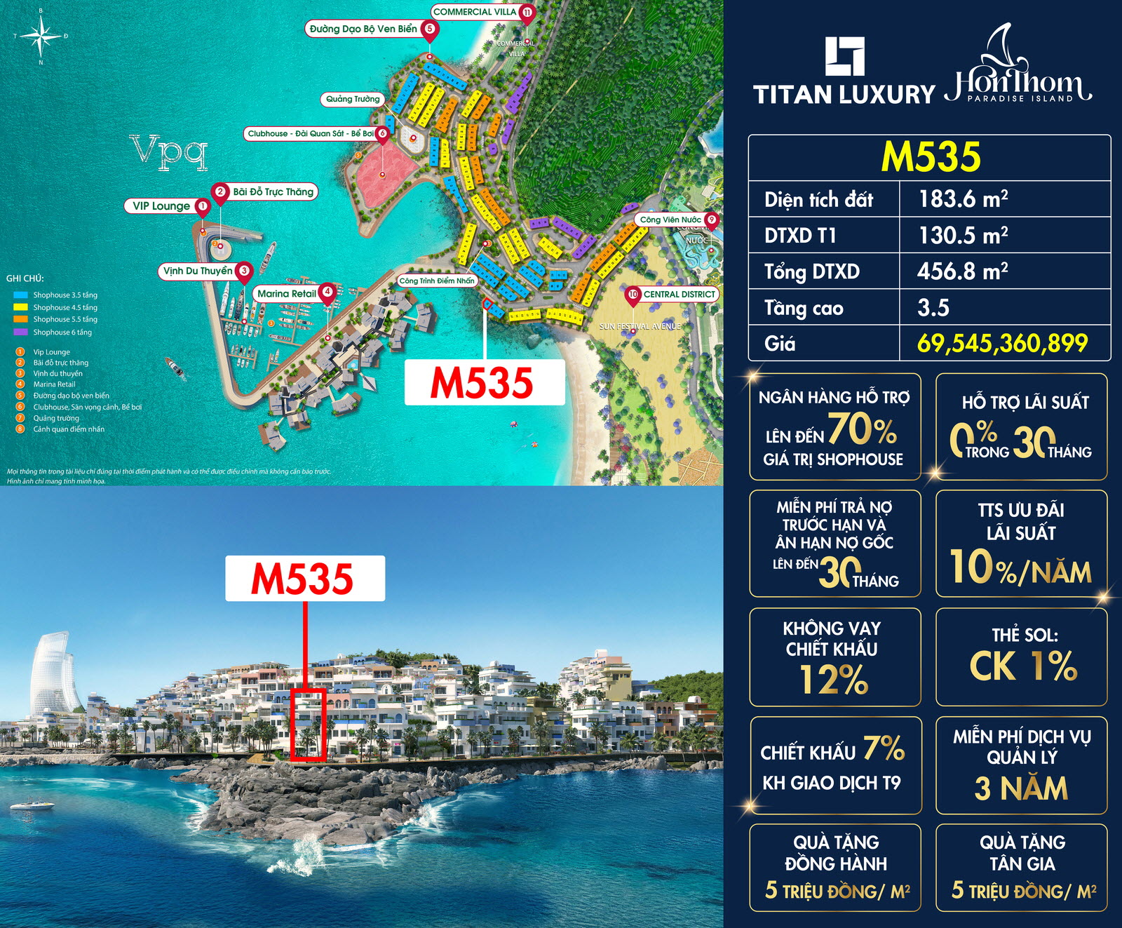 Căn M535 Shophouse Santorini Hòn Thơm