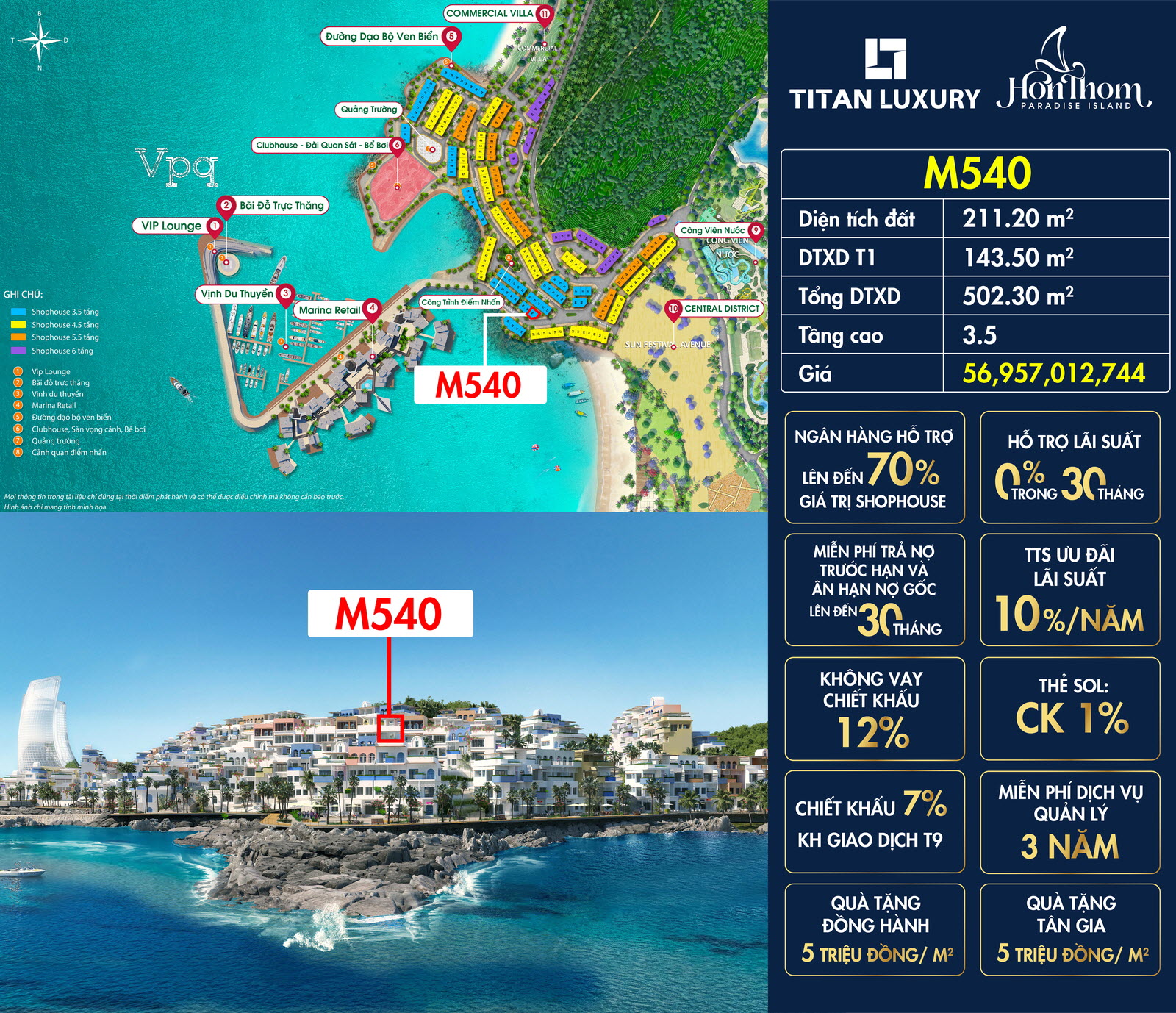 Căn M540 Shophouse Santorini Hòn Thơm