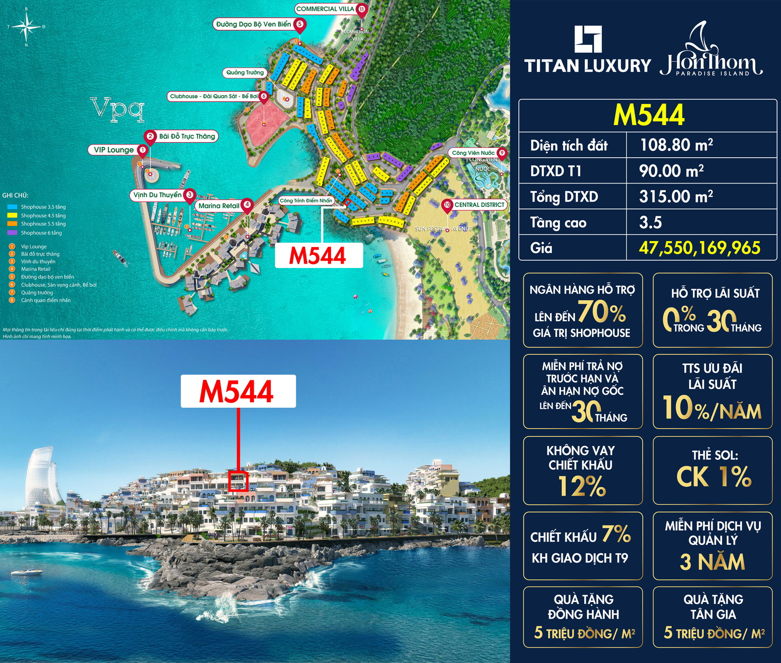 Căn M544 Shophouse Santorini Hòn Thơm