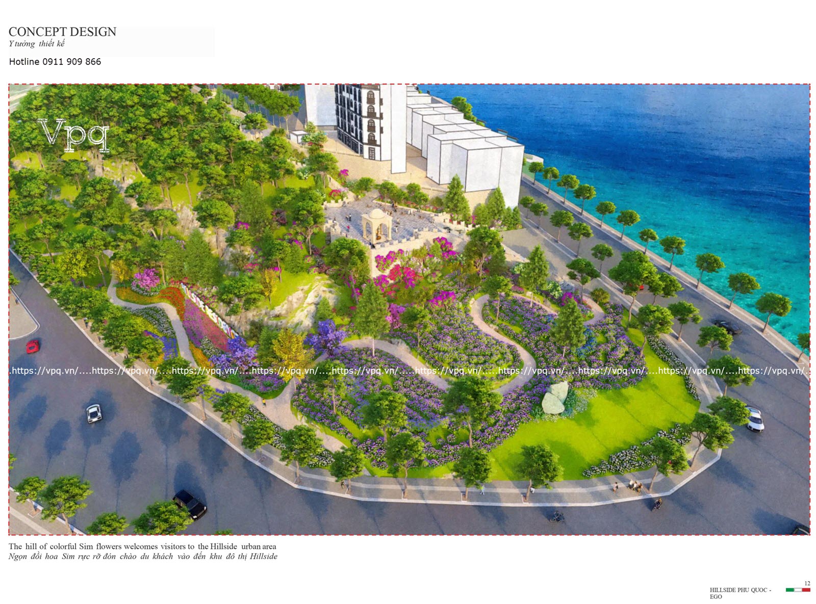 Ngọn đồi hoa Sim rực rỡ đón chào du khách đến với thị trấn hoàng hôn Sunset Town Phú Quốc
