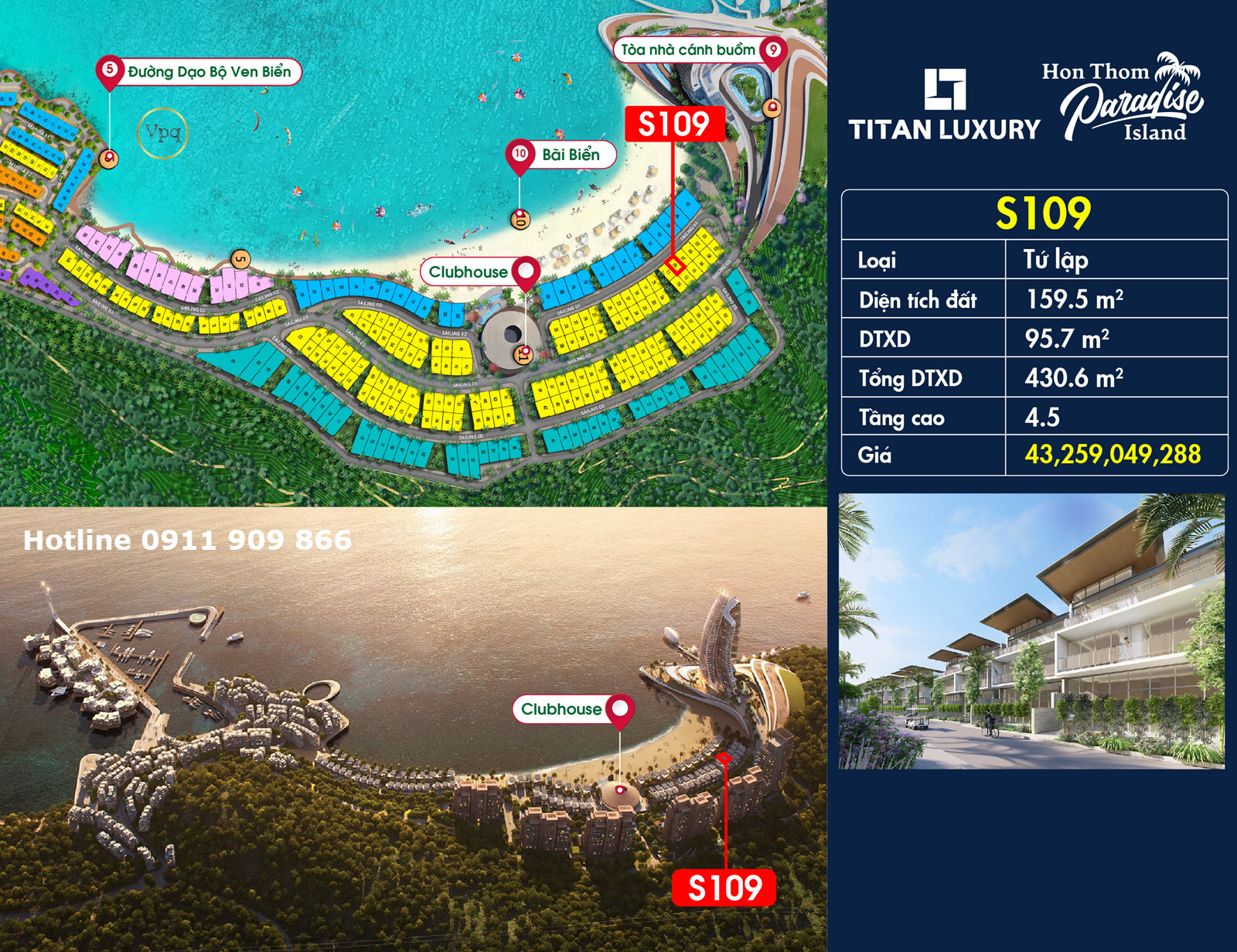 Biệt thự tứ lập S109 The Sailing Bay Hòn Thơm, Phú Quốc