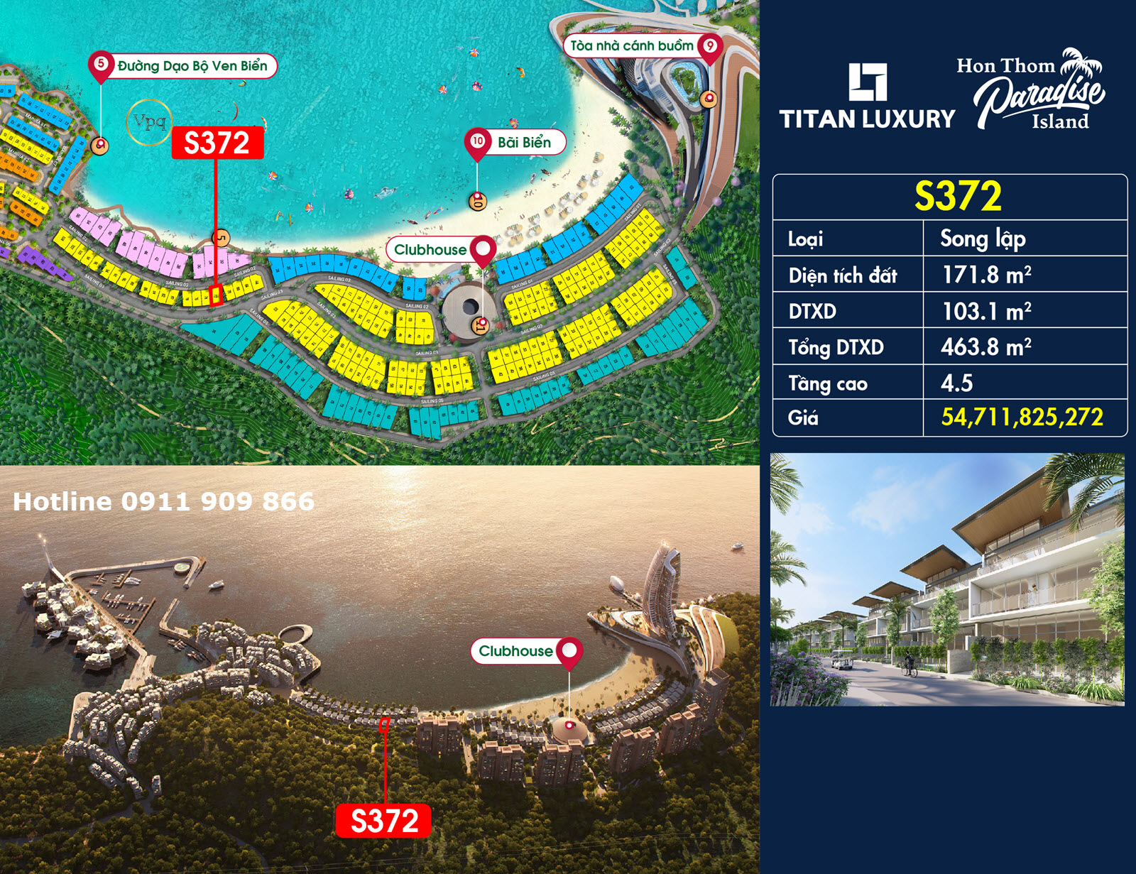 Biệt thự tứ lập góc S372 - The Sailing Bay Hòn Thơm, Phú Quốc