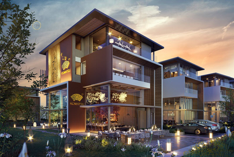 Ảnh phối cảnh mô hình Shop Villa trong một không gian cao cấp