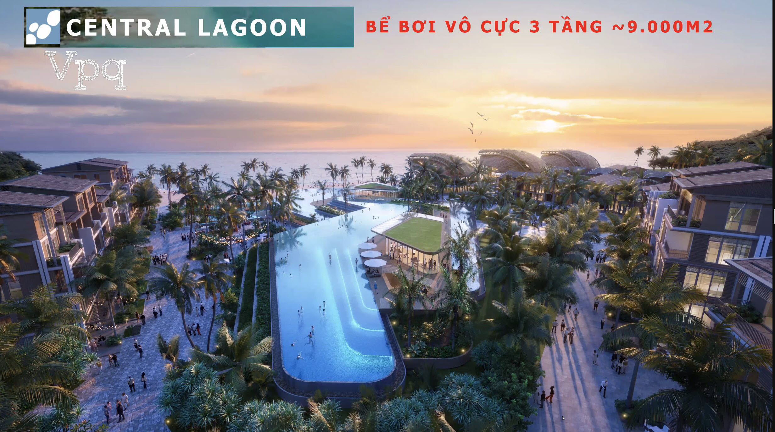 KHu vực hồ bơi trung tâm 9000m2