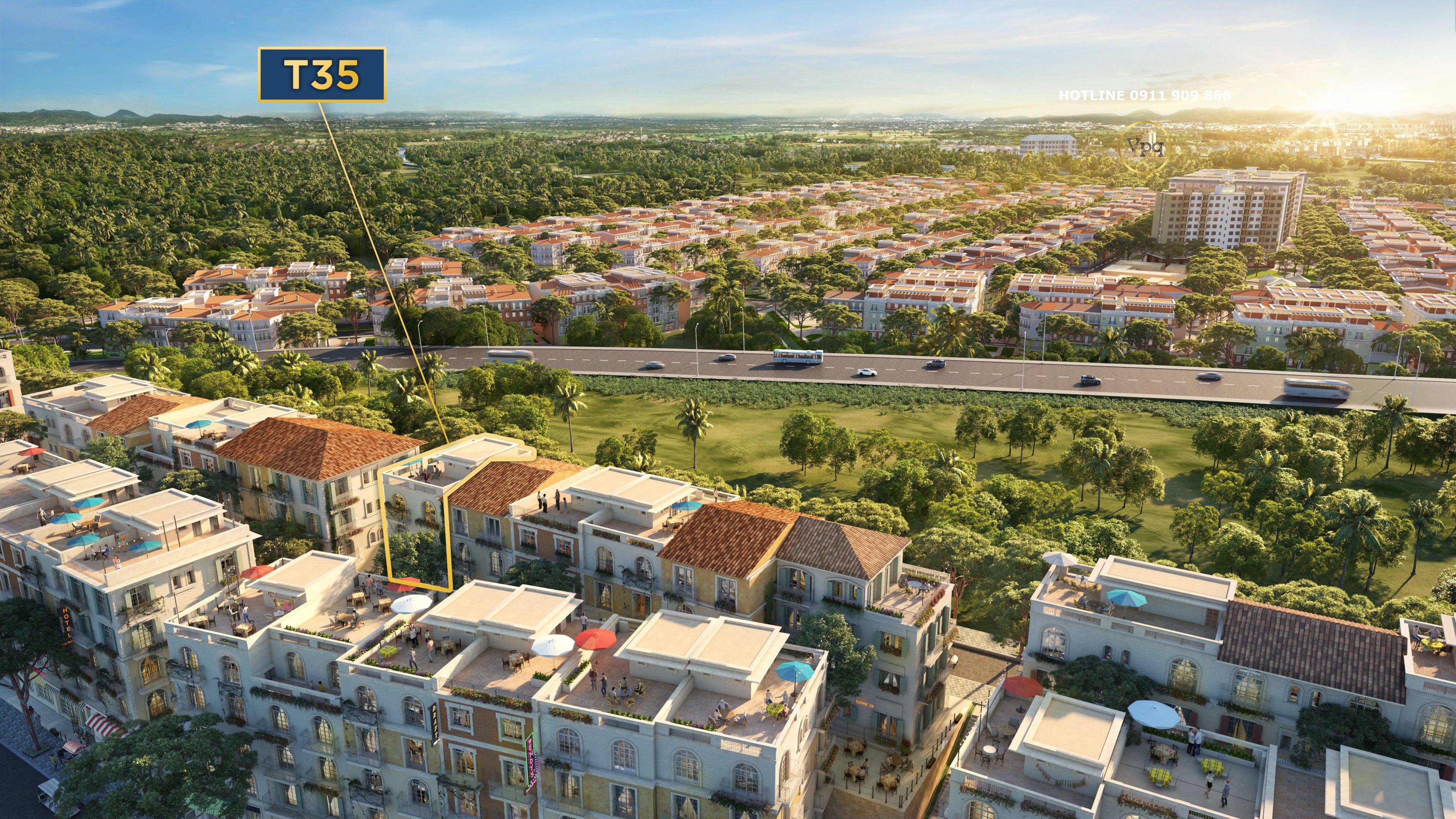 Hình ảnh Shophouse T35 The Center View toàn cảnh đô thị Sun Grand City New An Thới