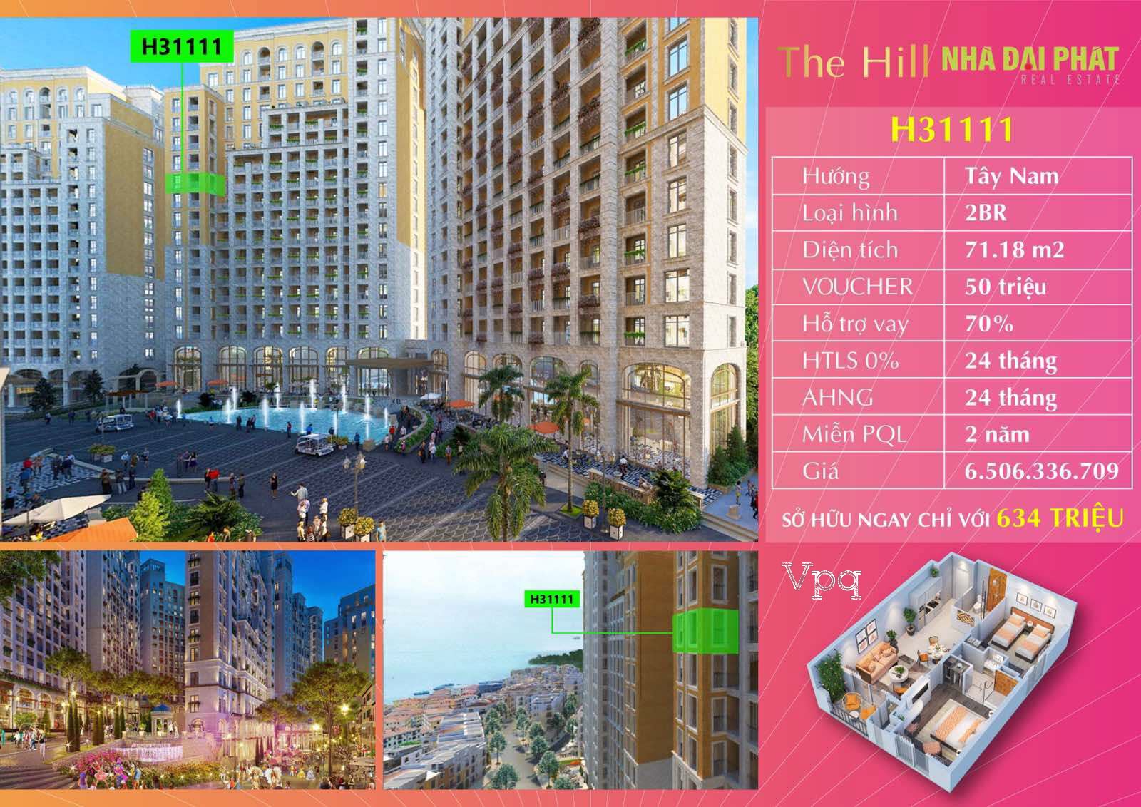 Căn hộ Hillside H31111 phân khu The Hill