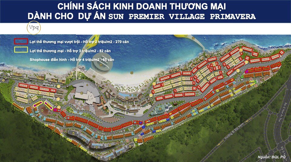Vị trí các căn Shophouse Địa Trung Hải được Sun Group hỗ trợ đợt 1