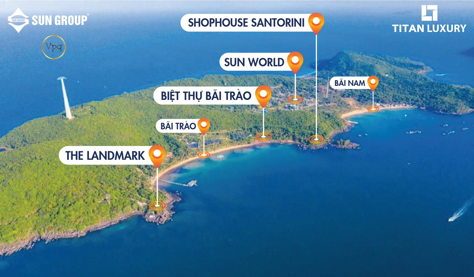 Vị trí Tòa nhà Cánh Buồm biểu tượng của Hon Thom Paradise Island