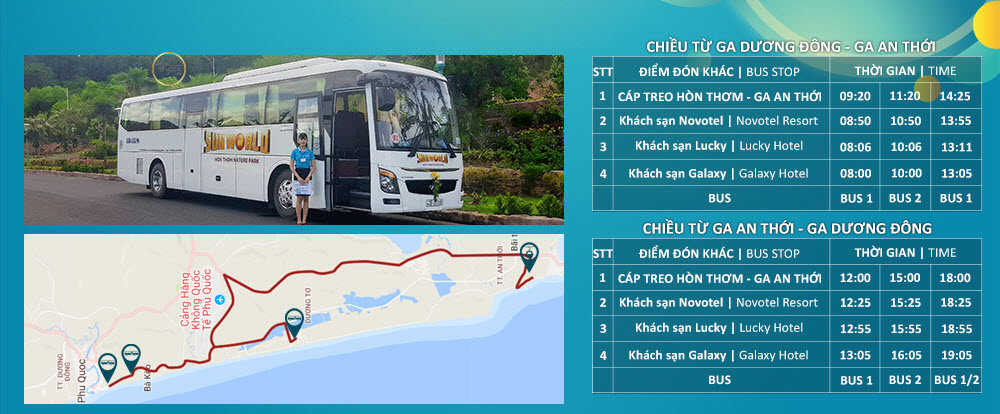 Xe bus Sun World là hoàn toàn miễn phí.