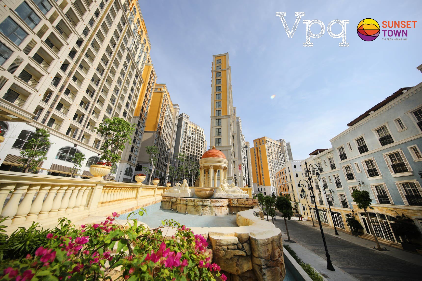 Những tòa nhà căn hộ Hillside là điểm nhấn của Sunset Town