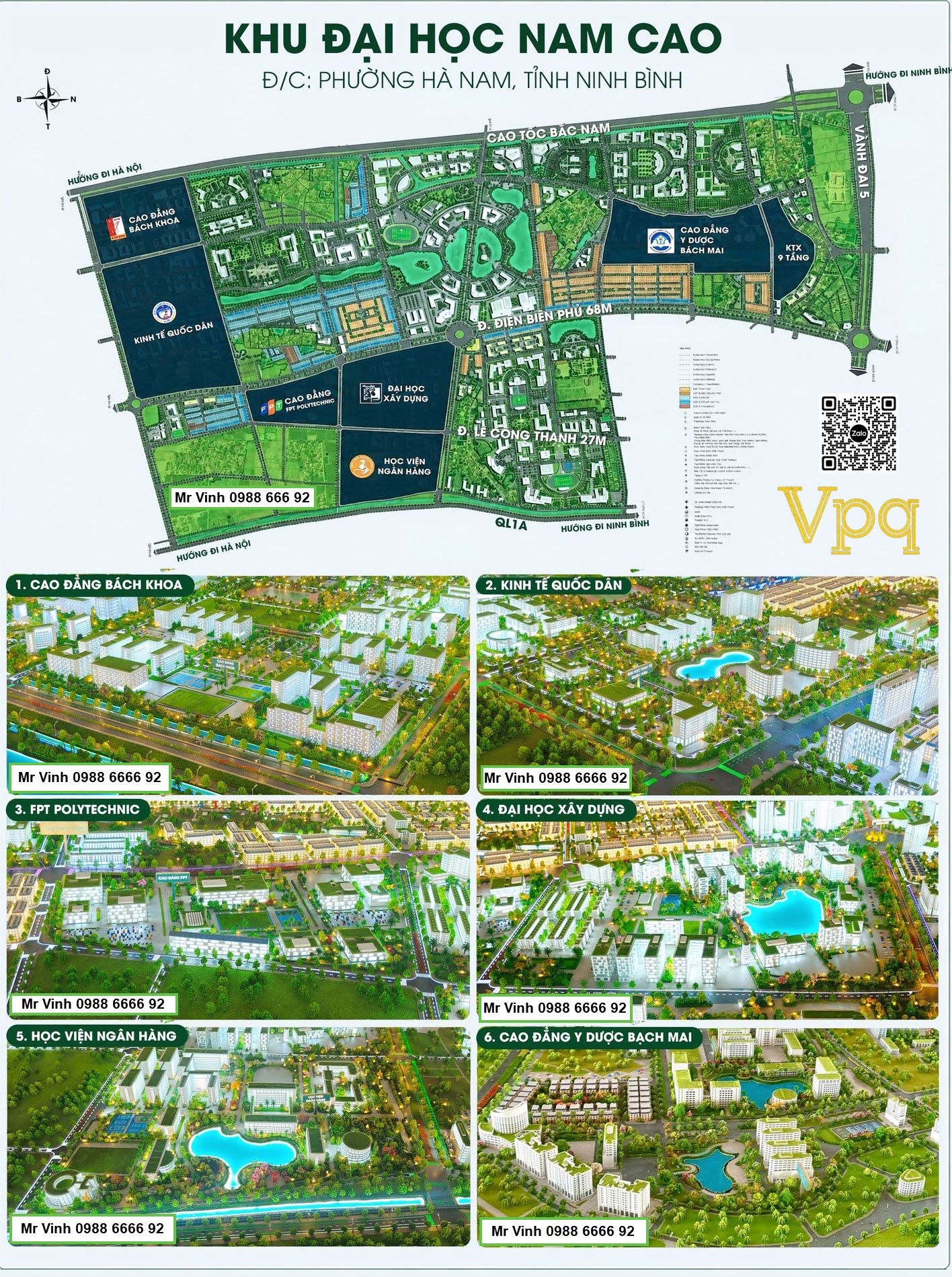 Quy hoạch vị trí các cụm trường khu Đại Học Nam Cao năm 2025