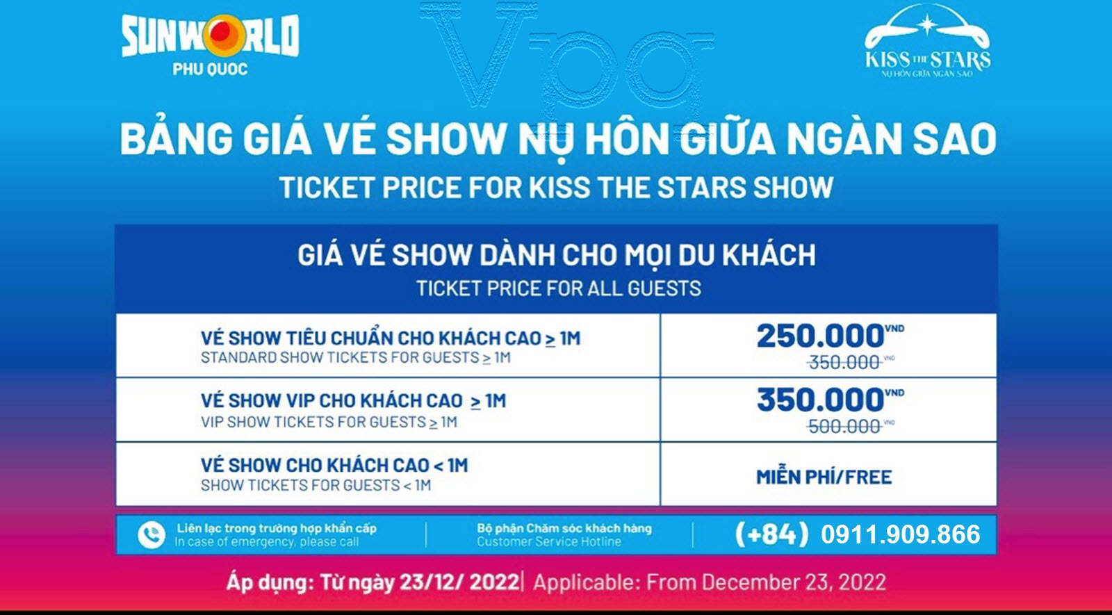 Bảng Gi&aacute; V&eacute; Kiss The Stars Show