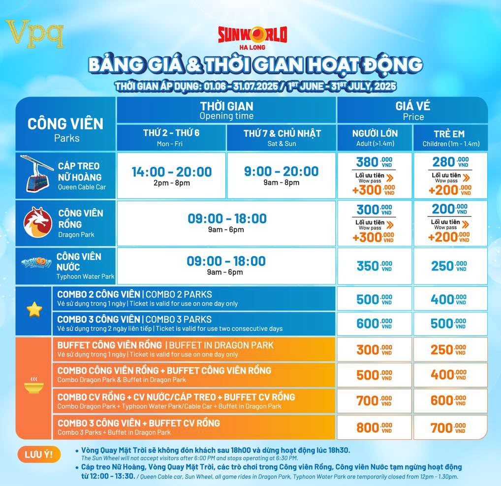 Gi&aacute; v&eacute; Sun World Hạ Long Complex
