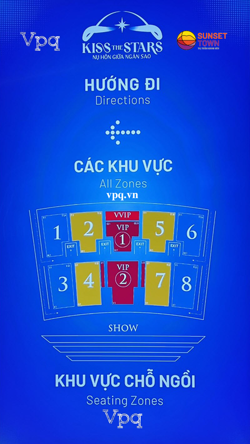 Vị tr&iacute; khu vực chỗ ngồi tại kh&aacute;n đ&agrave;i Kiss Of The Sea Show