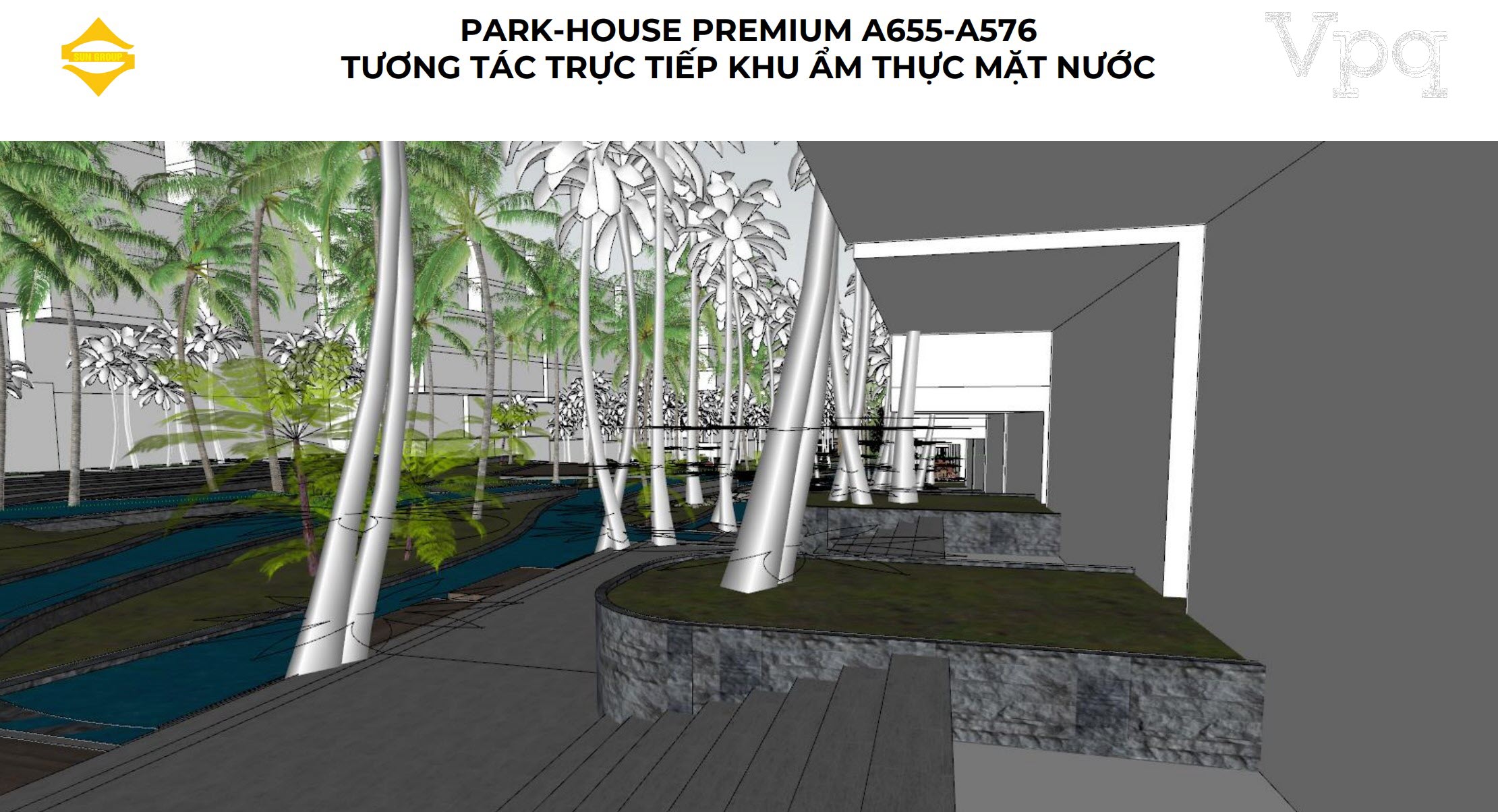 Park House Premium Makaio A655-A576 tương tác trực tiếp khu ẩm thực trên mặt nước