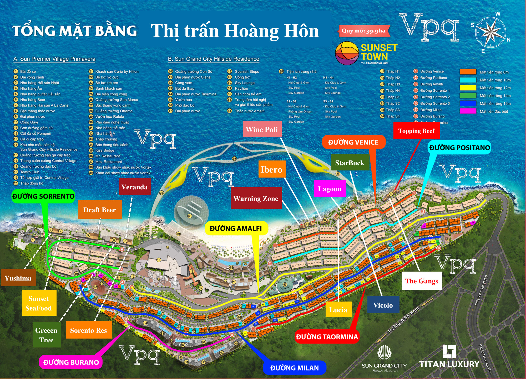 Mặt bằng phân bố cửa thương hiệu F&B tại Sunset Town
