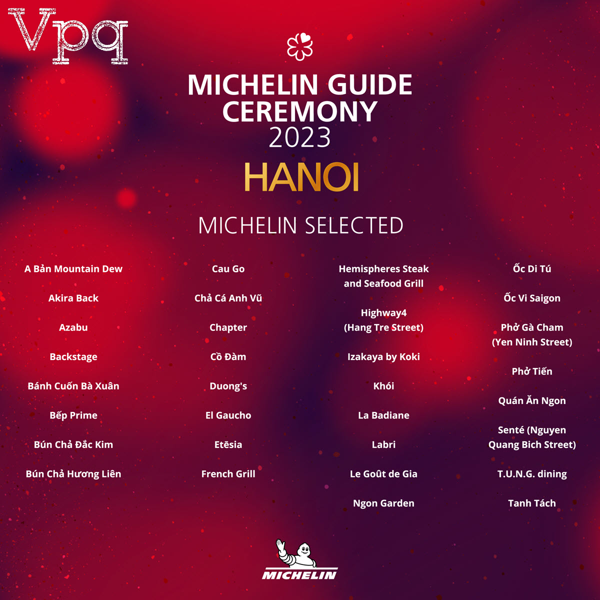 Danh sách các nhà hàng tại Hà Nội được Michelin Guide giới thiệu