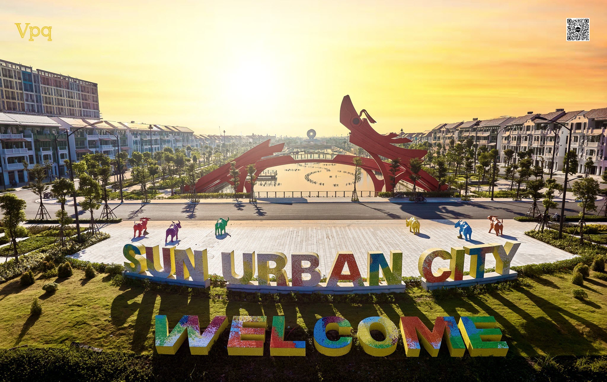 To&agrave;n cảnh trục đại lộ 150m Sun Urban City về đ&ecirc;m