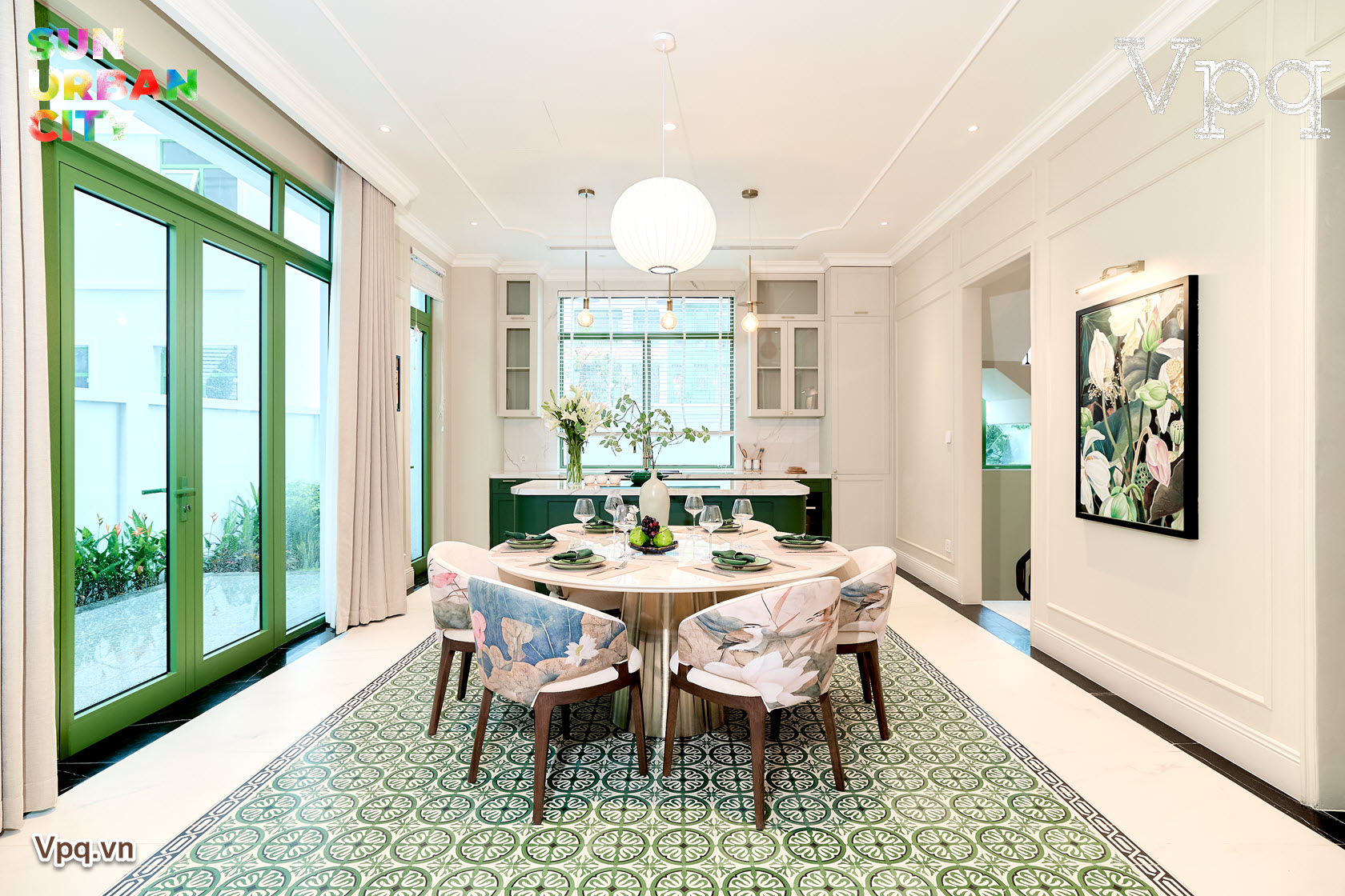 Kh&ocirc;ng gian ph&ograve;ng ăn nh&agrave; mẫu biệt thự song lập Sun Urban City