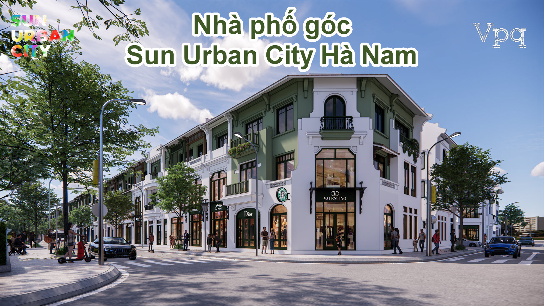 Phối cảnh nhà phố góc dự án Sun Urban City Hà Nam