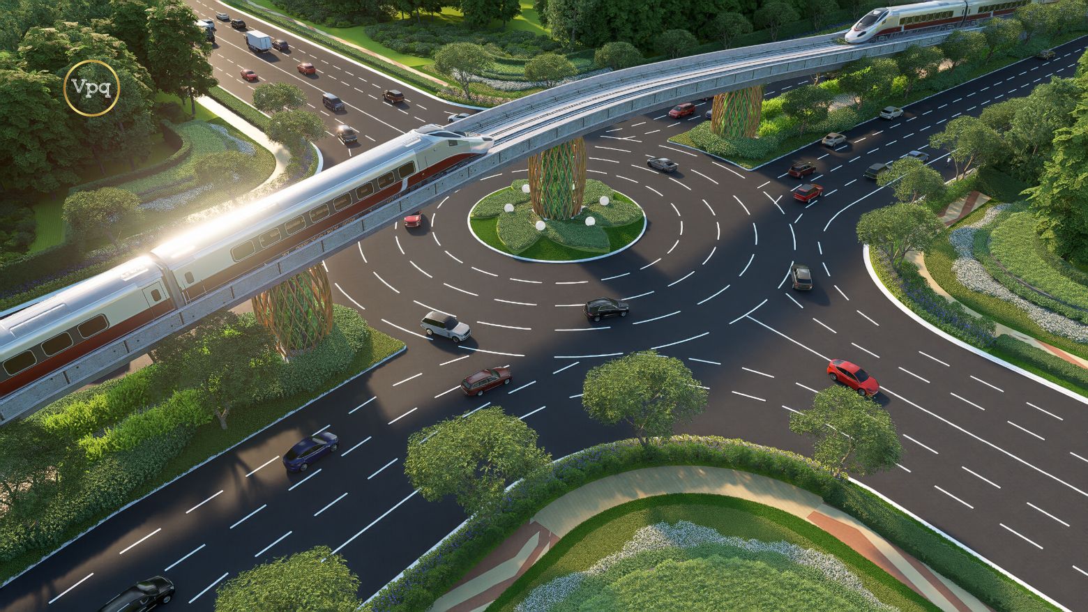 Quy hoạch giao thông tương lai với 10 làn đường và tàu điện LRT kết nối các phân khu