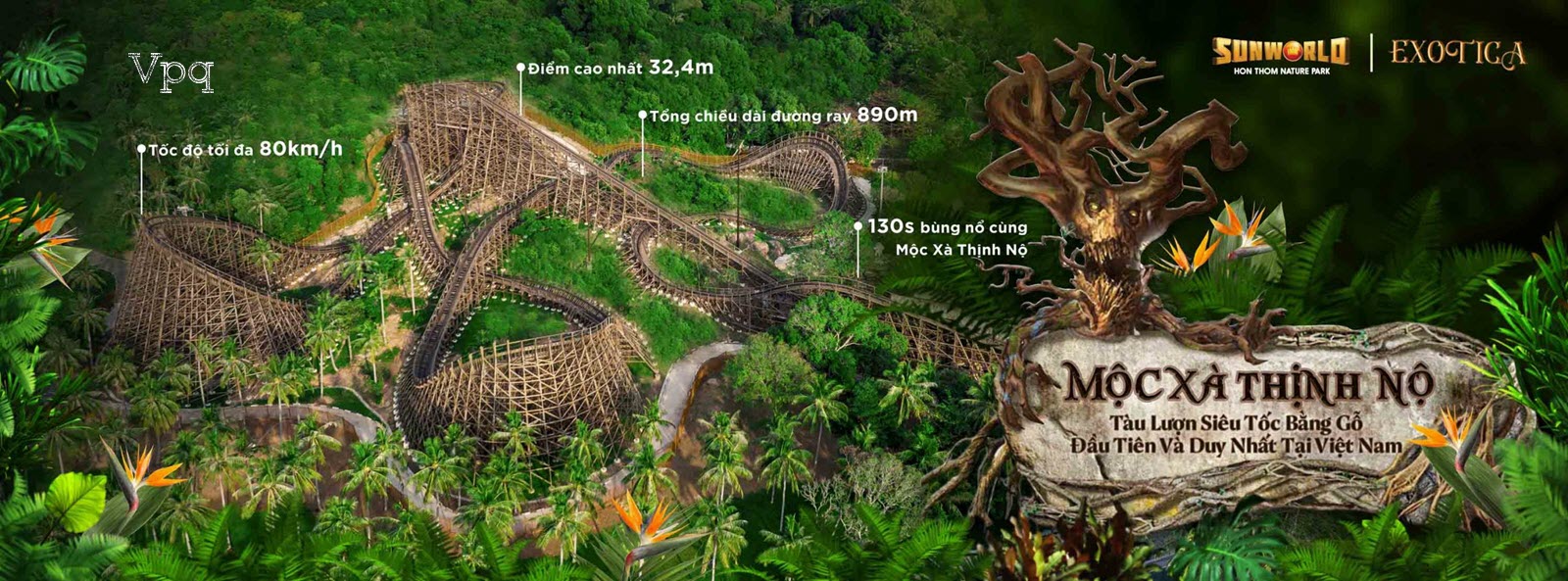 Trò chơi Roller Coaster gỗ tương tự tại Sun World Phu Quoc