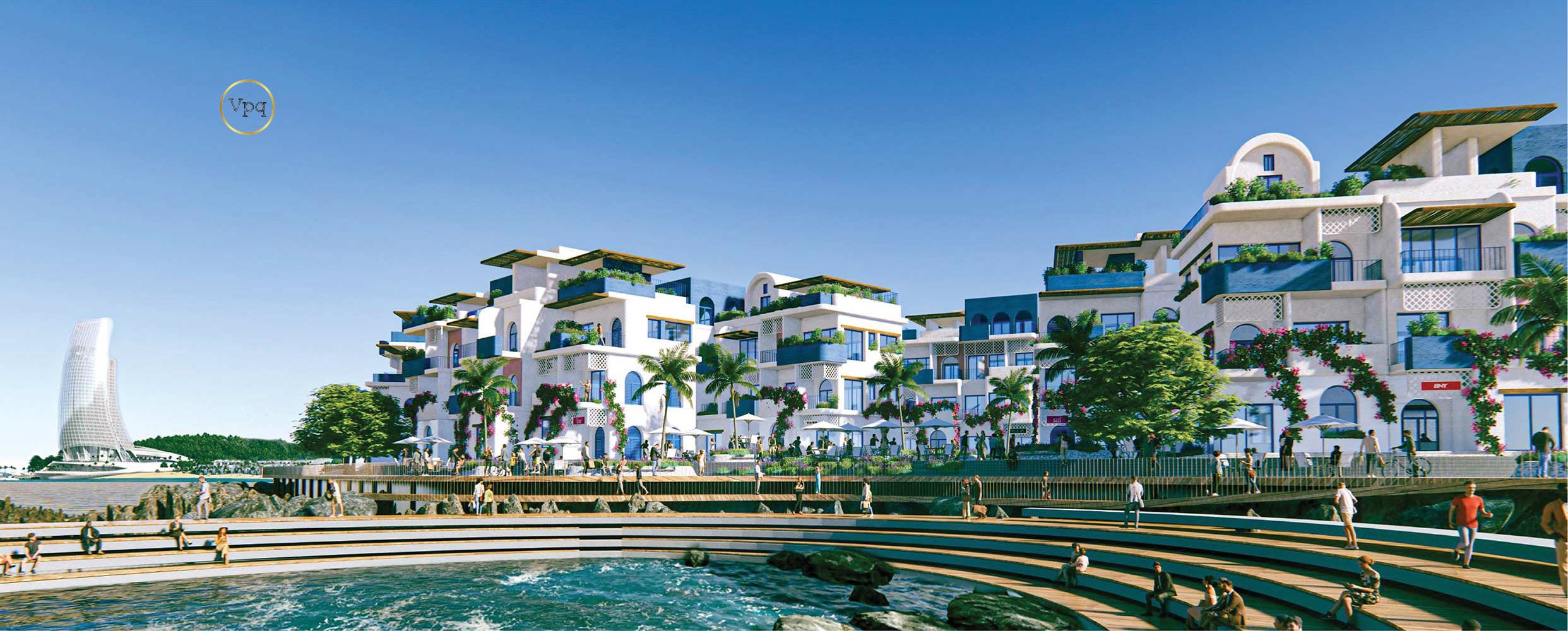 Shophouse The Marina mang phong cách kiến trúc Santorini sát biển