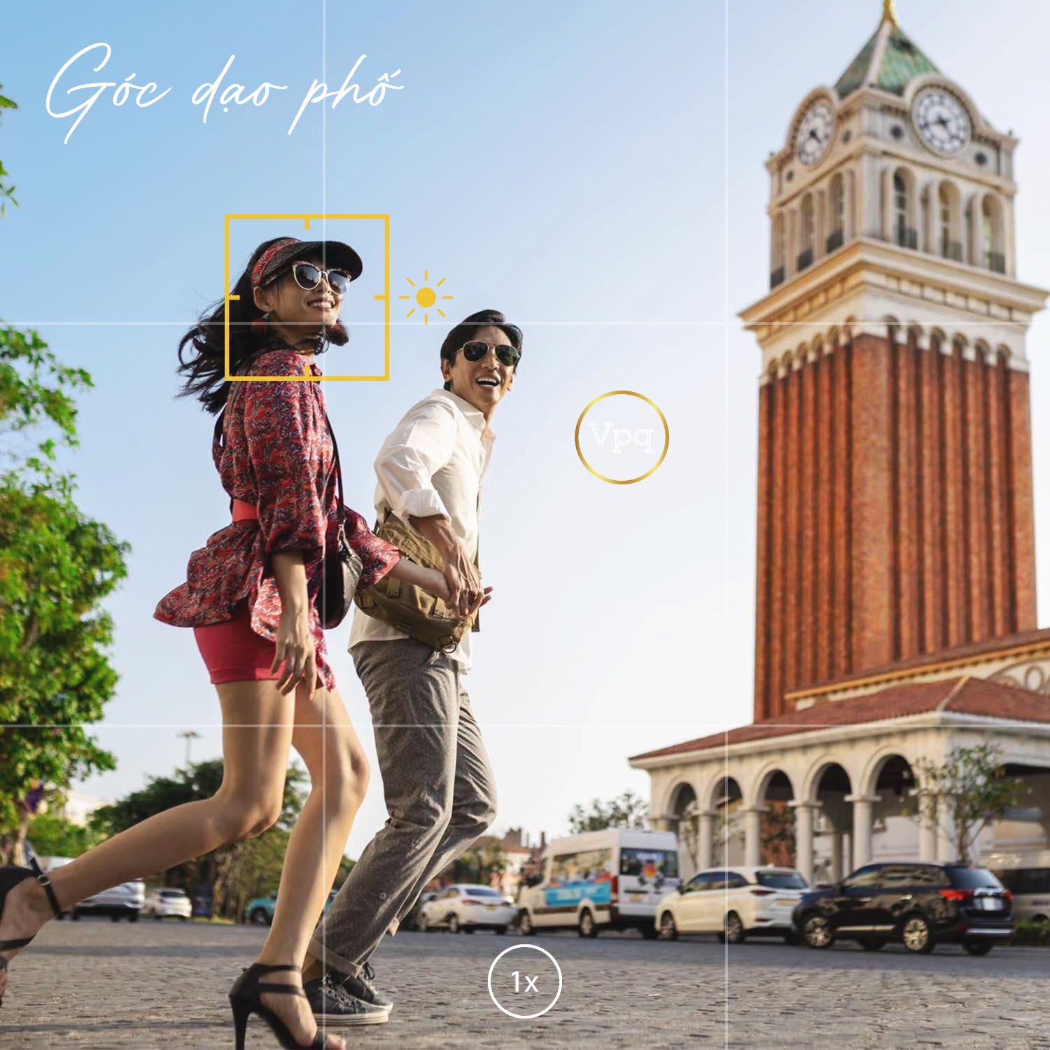 Thả dáng giữa làn nước xanh trong, phía sau là biển trời mênh mông cùng tháp đồng hồ sừng sững - một background chuẩn tinh thần nghỉ dưỡng xa hoa mà chẳng cần tạo dáng cầu kỳ