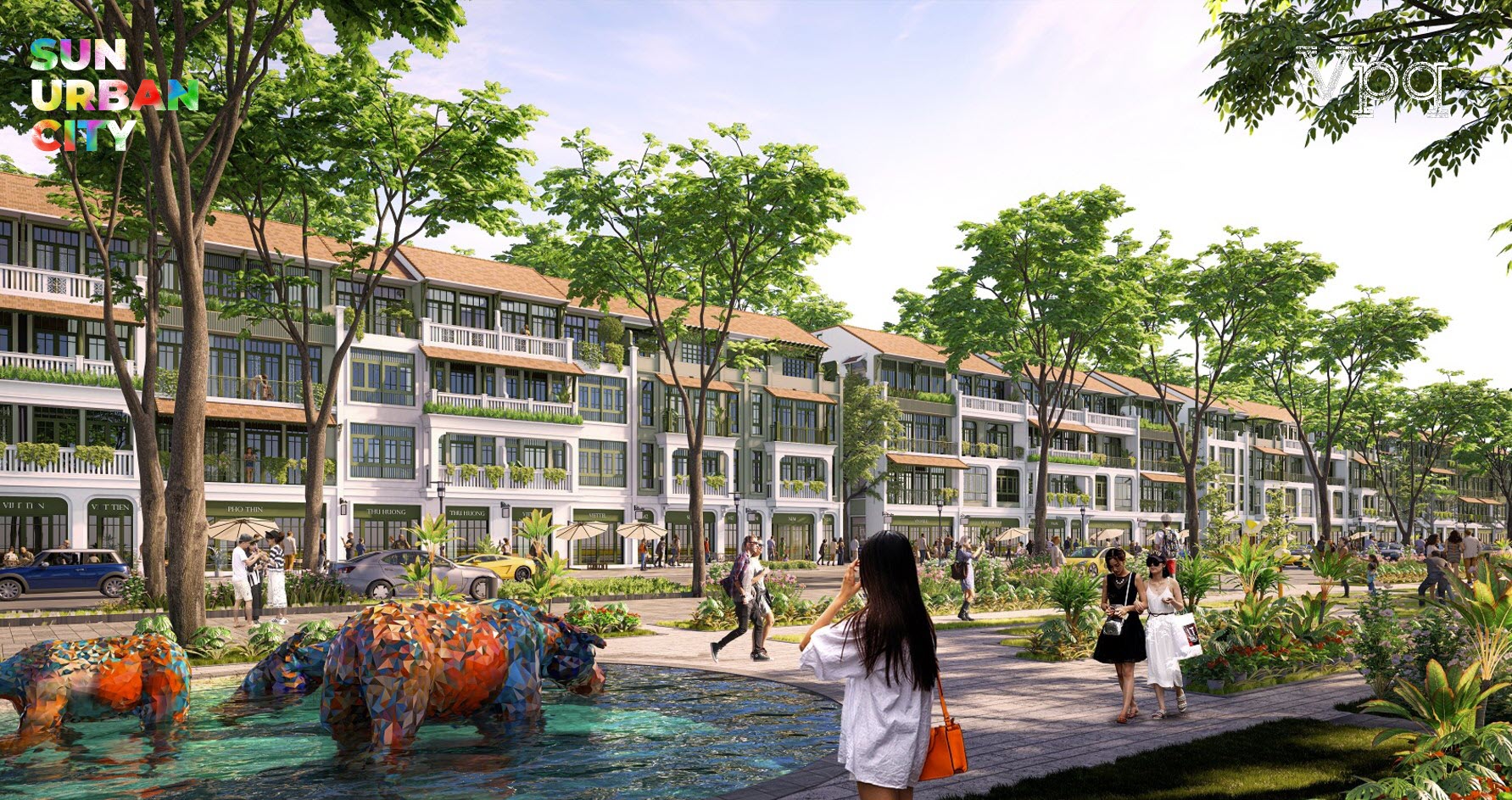 Thiết kế nh&agrave; phố thương mại Townhouse mặt tiền 8m Sun Urban City