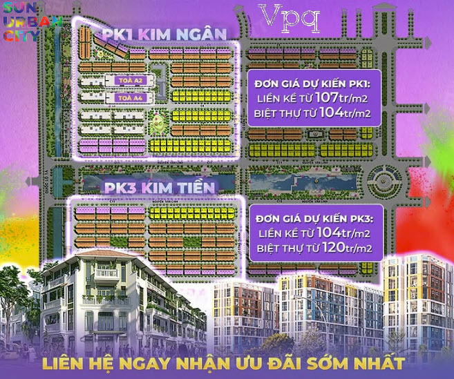 Vị tr&iacute; ph&acirc;n khu Kim Ng&acirc;n 1 Sun Urban City H&agrave; Nam