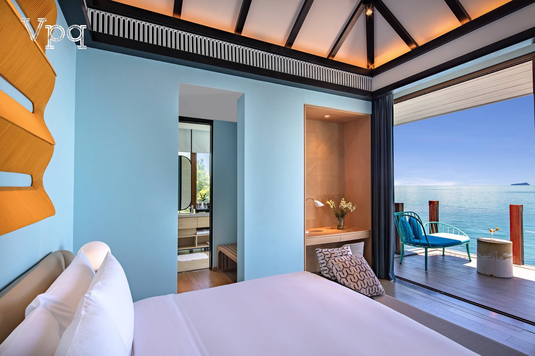 Một góc phòng ngủ biệt thự Eden Bay ghềnh đá