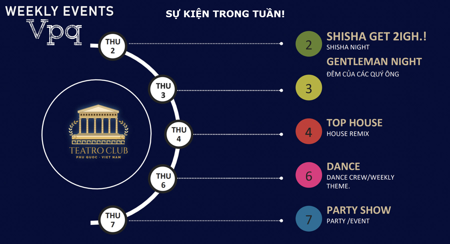Lịch tổ chức các sự kiện trong tuần vủa Teatro Club Phú Quốc