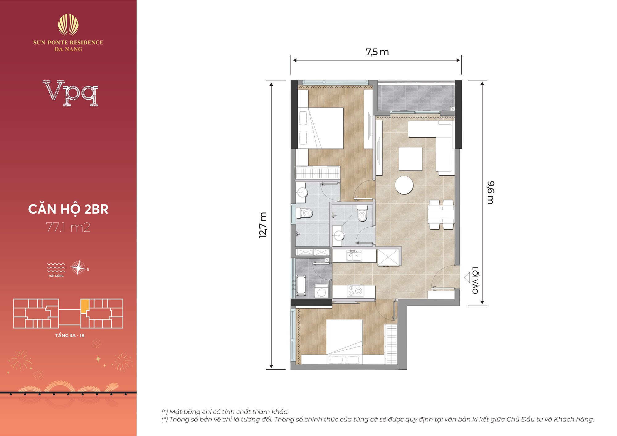 Căn hộ 2 ph&ograve;ng ngủ Sun Ponte Residence Da Nang