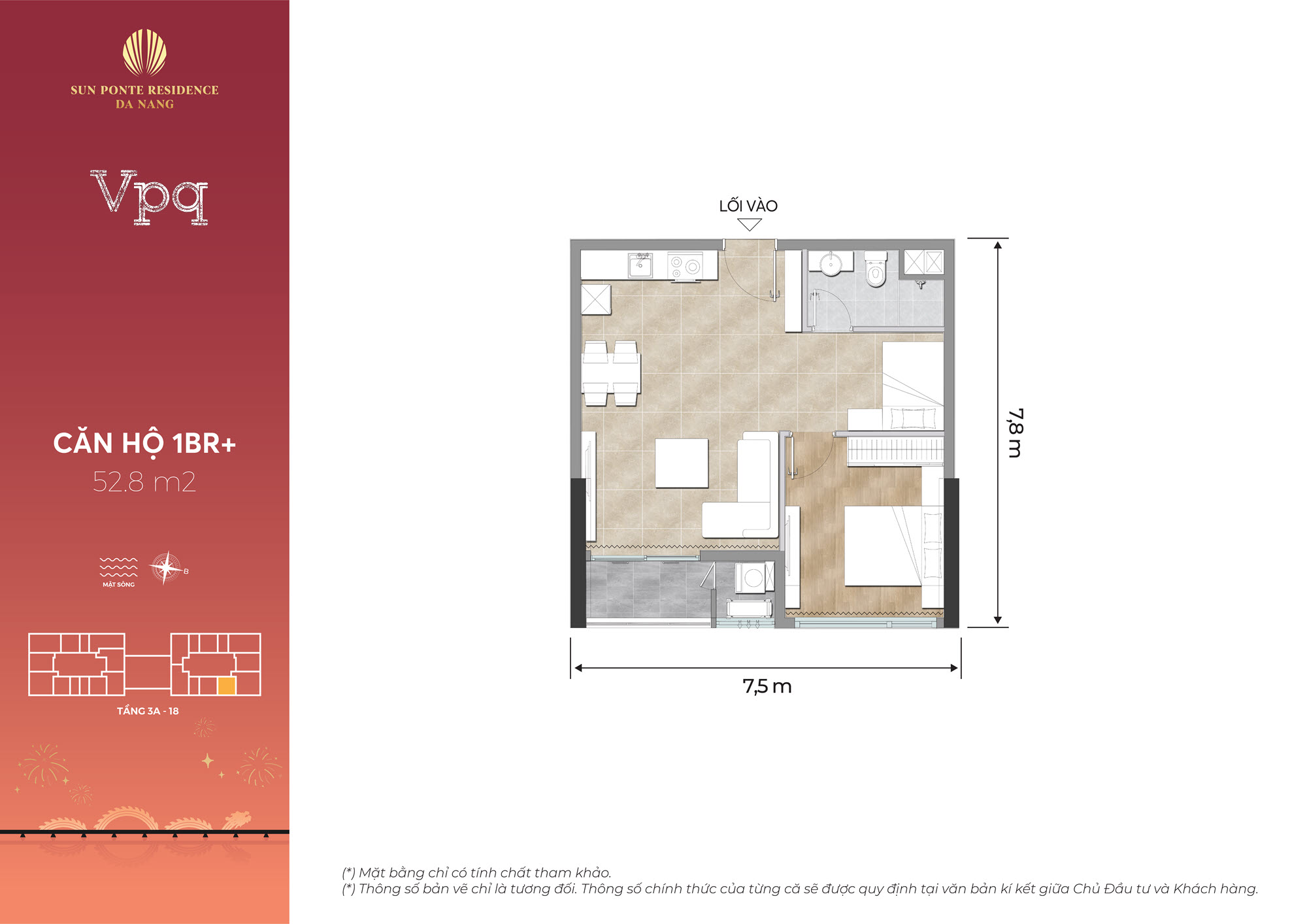 Căn hộ 1 ph&ograve;ng ngủ + Sun Ponte Residence Da Nang