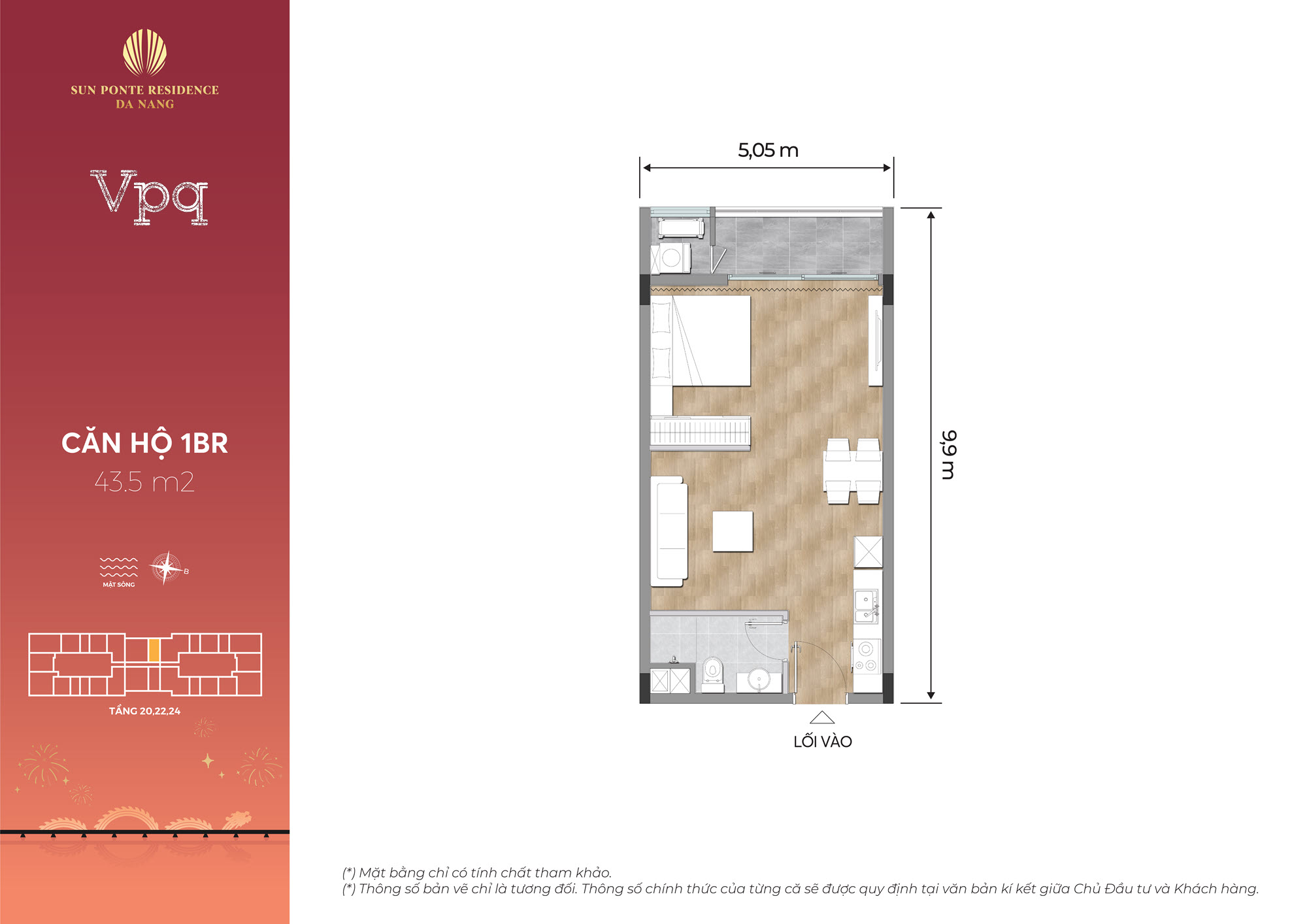 Căn hộ 1 ph&ograve;ng ngủ Sun Ponte Residence Da Nang