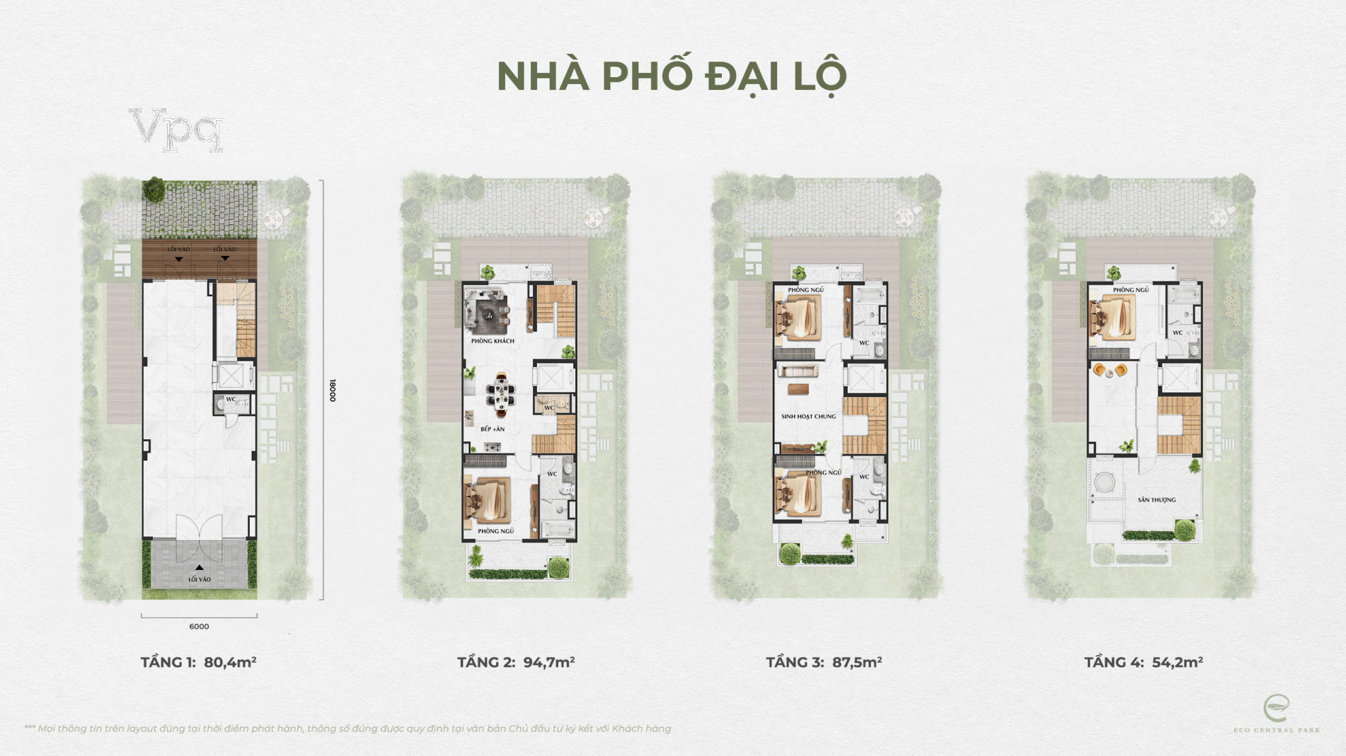 Layout thiết kế nhà phố đại lộ The Garden dự án Eco Central Park