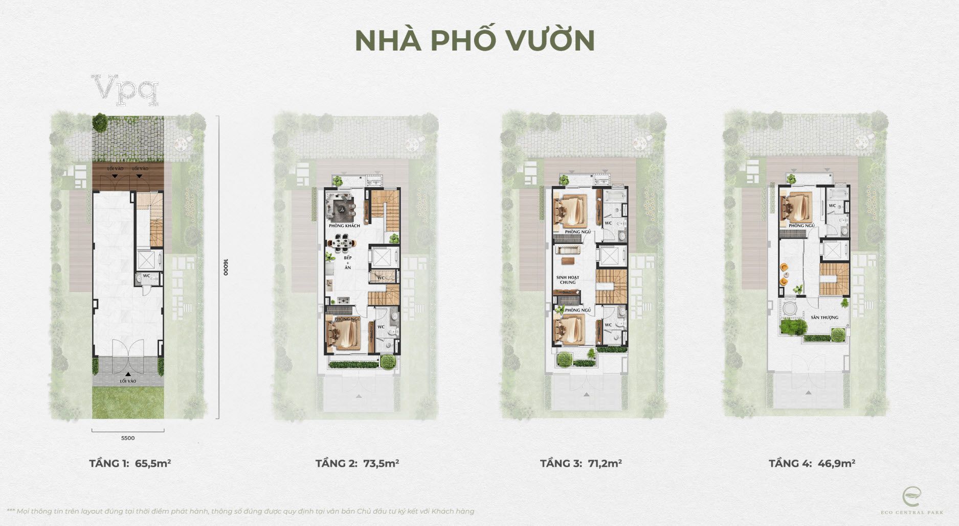 Layout thiết kế nhà phố vườn The Garden Eco Central Park Vinh