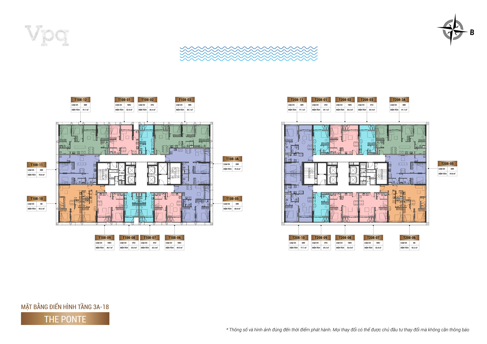 Mặt bằng tầng điển h&igrave;nh 3A-18 Sun Ponte Residence