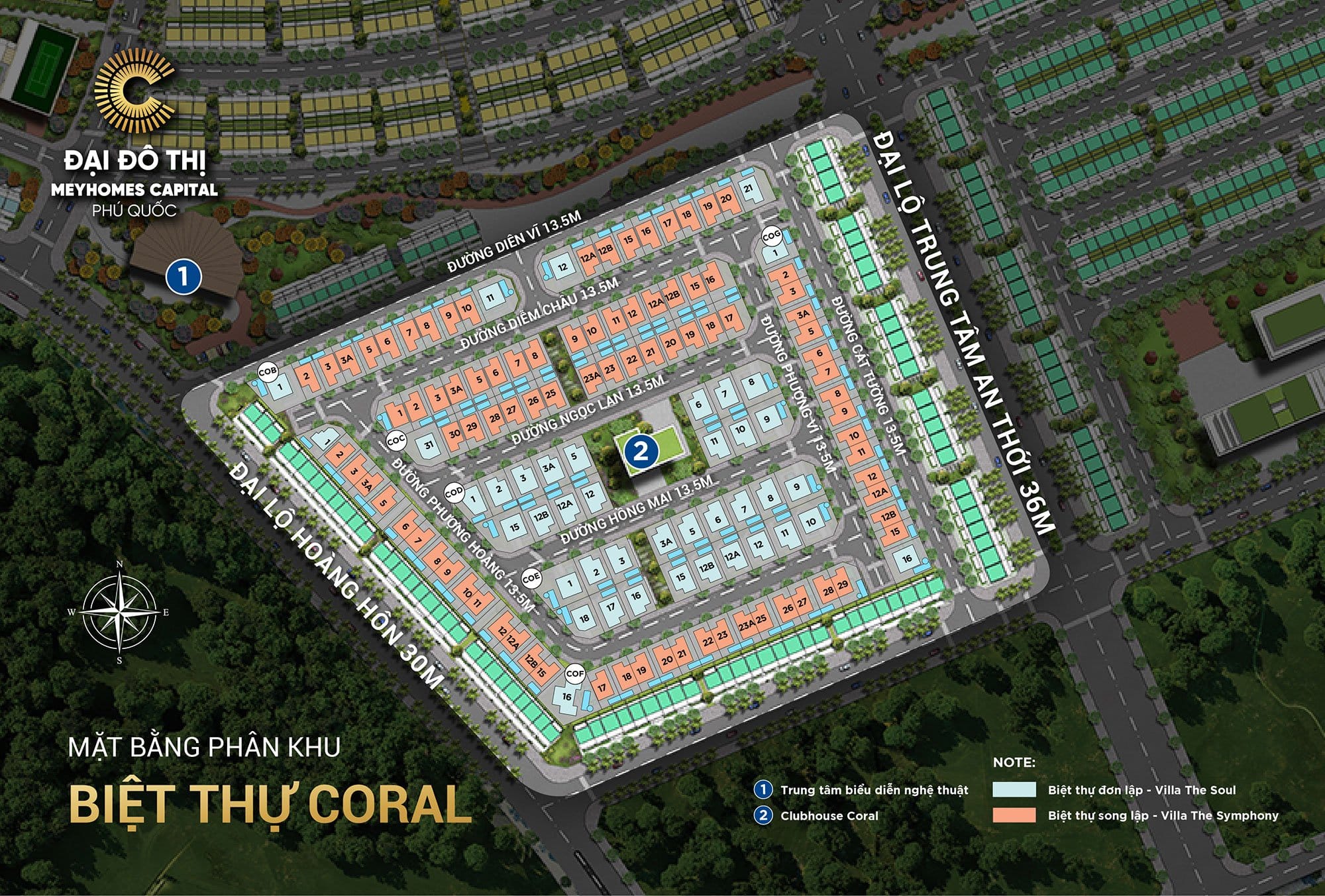 Mặt bằng ph&acirc;n khu biệt thự Coral Hawaii